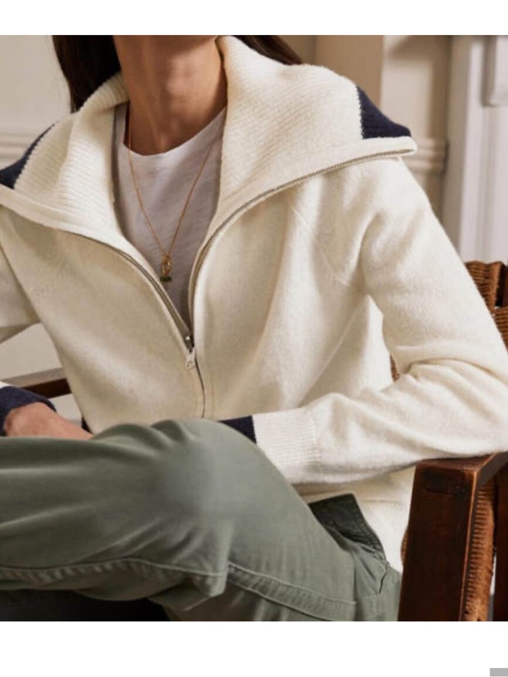 Boden Collared Zip-Up Cardigan